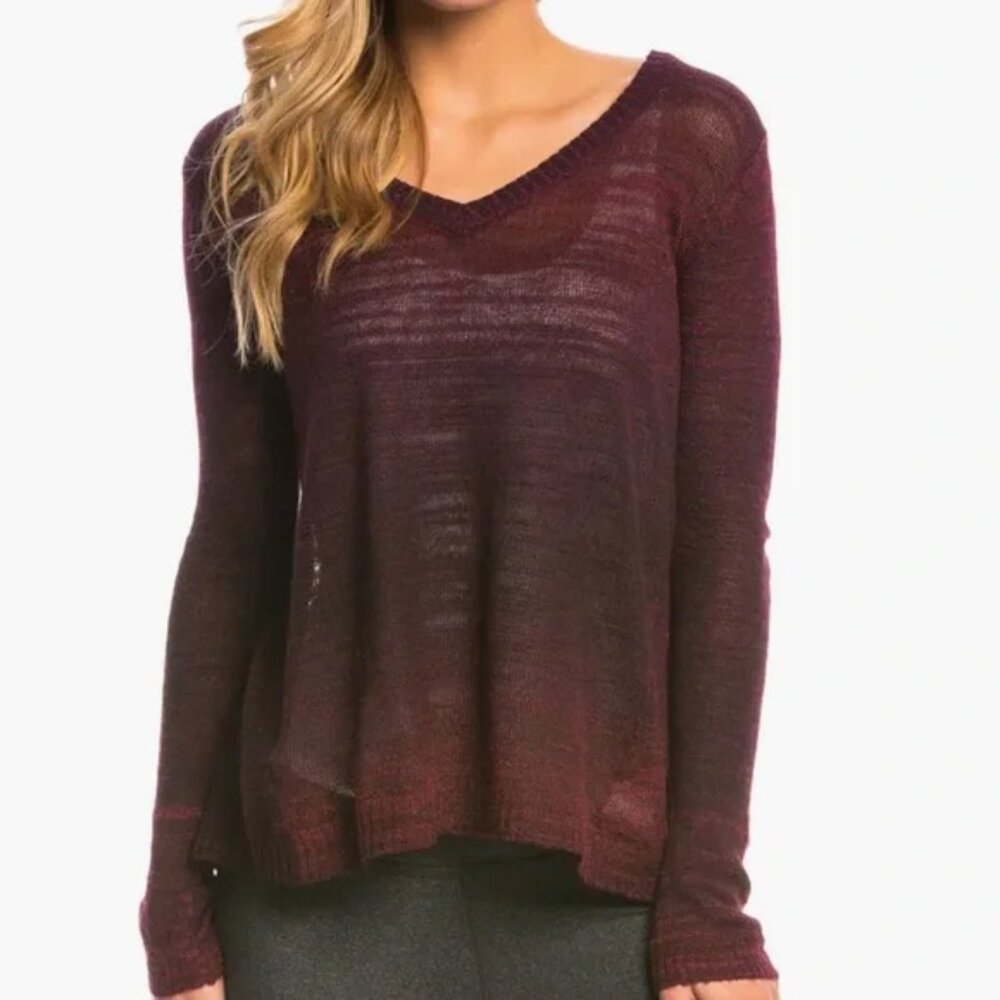 Prana Julien Sweater Ombre Red Size M Yoga Open Back Layering Lightweight - Picture 7 of 16